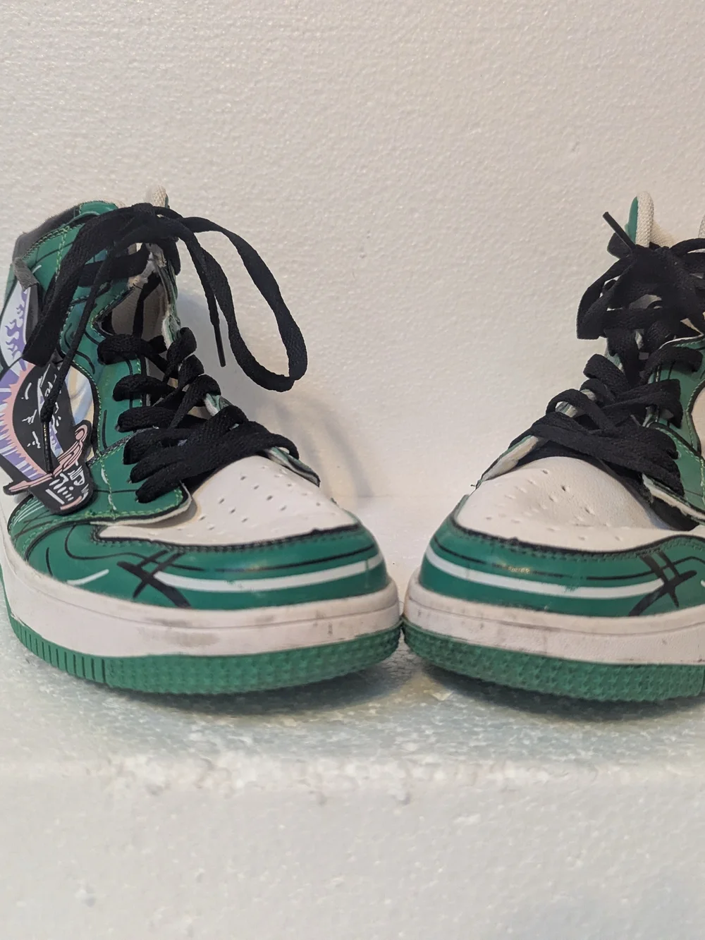 Nike Green White Black Graphic High-Top Athletic Shoes